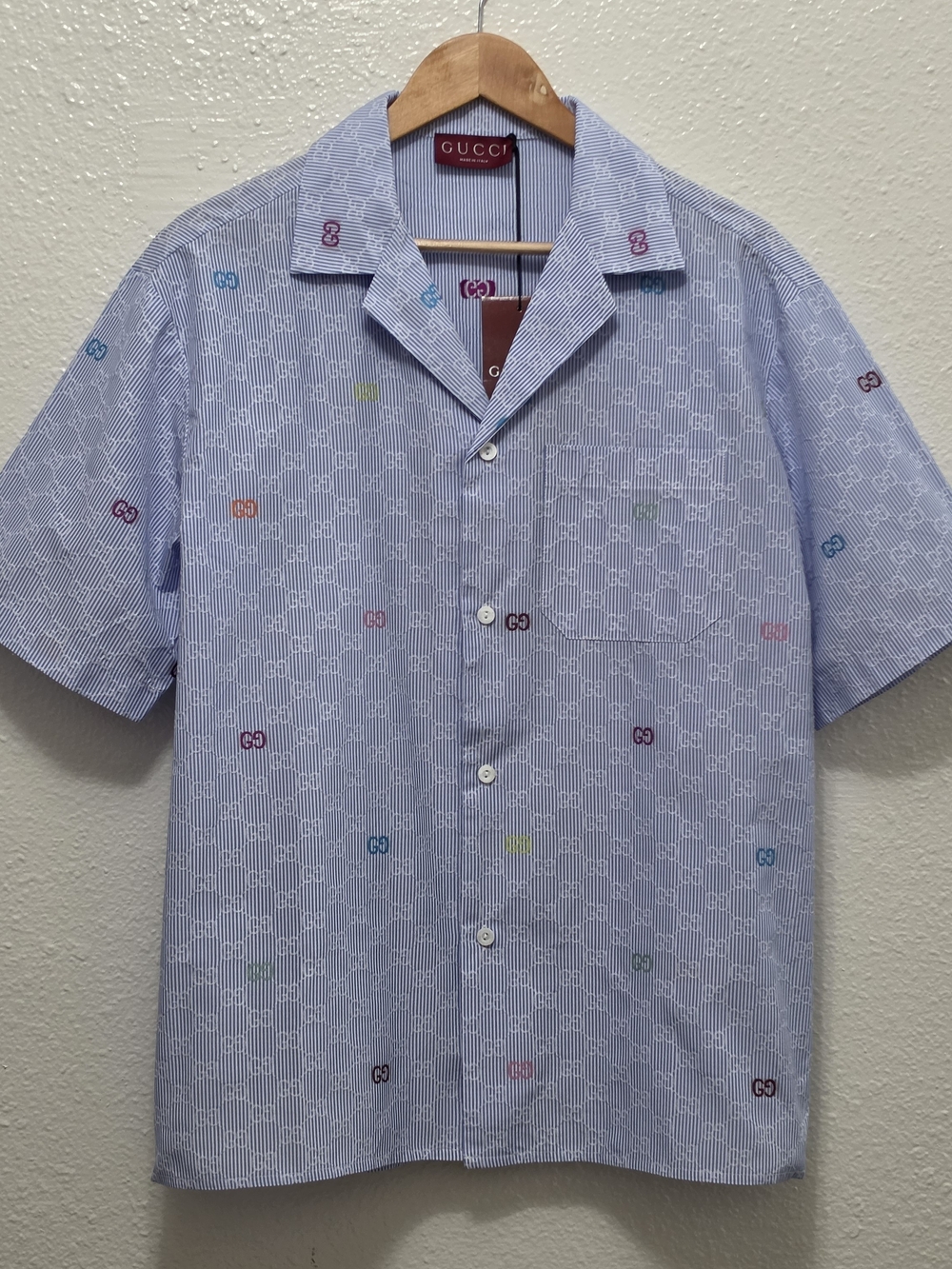 Gucci Striped GG Motif Bowling Shirt,  L